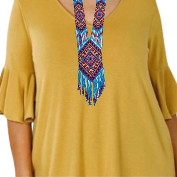 Woven Seed-Bead Boho Necklace - Picture 4 of 9